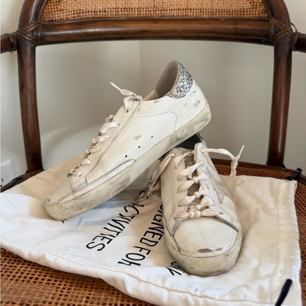Golden goose Off-White Sneakers with Glitter Accents - Picture 5 of 7